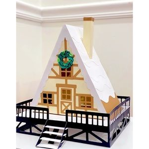 3D A-Frame Cabine Christmas Village Decor
